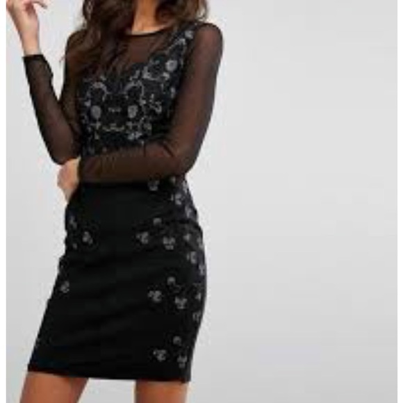 ASOS Dresses & Skirts - Lipsy London black long sleeve embroidered dress